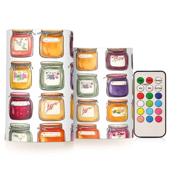 Yayeee Flameless Candles with Remote Flickering Battery Operated Multi Color Changing, Colorful Jam Jars