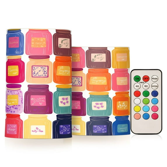 Yayeee Flameless Candles with Remote Flickering Battery Operated Multi Color Changing, Colorful Jars