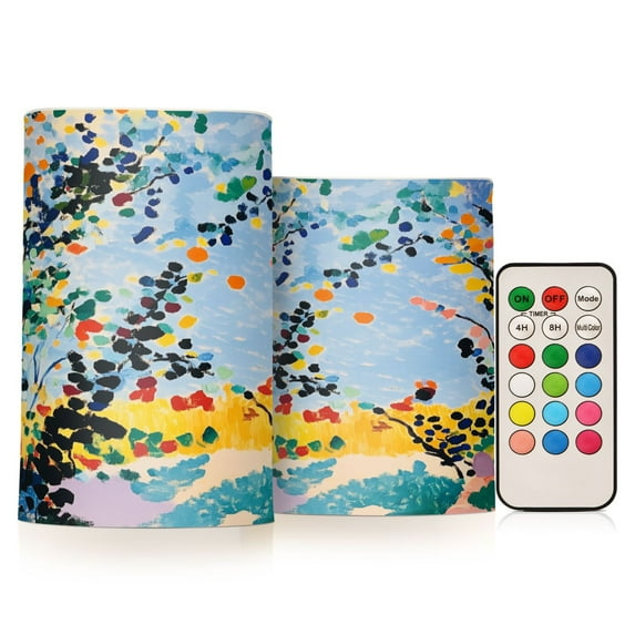 Yayeee Flameless Candles with Remote Flickering Battery Operated Multi Color Changing, Colorful Leaves