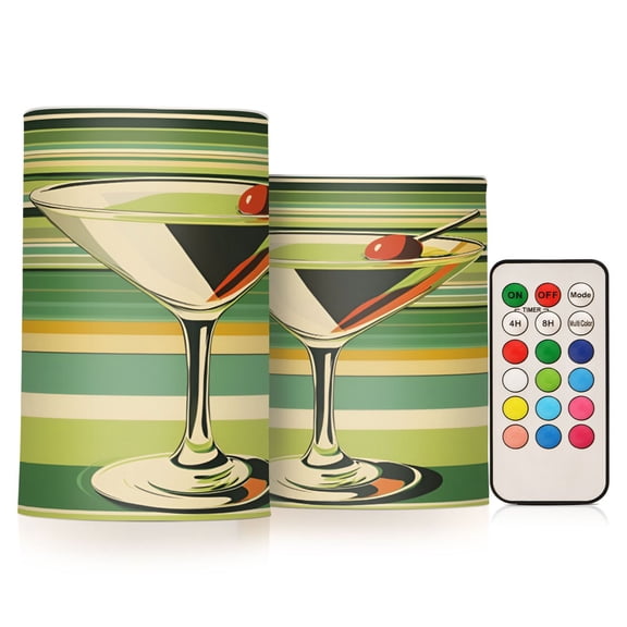 Yayeee Flameless Candles with Remote Flickering Battery Operated Multi Color Changing, Colorful Martini
