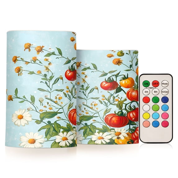 Yayeee Flameless Candles with Remote Flickering Battery Operated Multi Color Changing, Colorful Tomatoes
