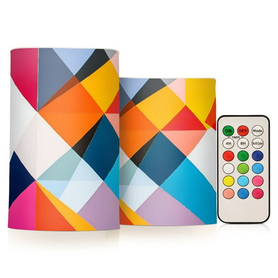 Yayeee Flameless Candles with Remote Flickering Battery Operated Multi Color Changing, Colorful Triangles