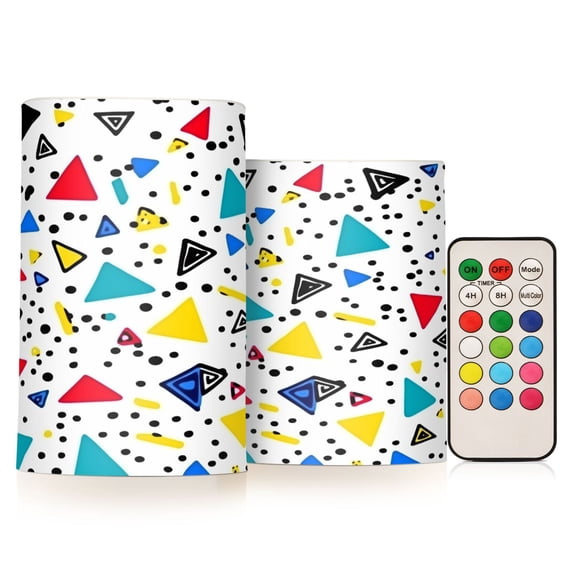 Yayeee Flameless Candles with Remote Flickering Battery Operated Multi Color Changing, Colorful Triangles