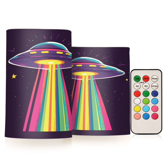 Yayeee Flameless Candles with Remote Flickering Battery Operated Multi Color Changing, Colorful UFO