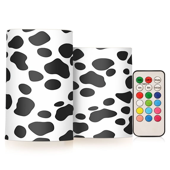 Yayeee Flameless Candles with Remote Flickering Battery Operated Multi Color Changing, Cow Spots