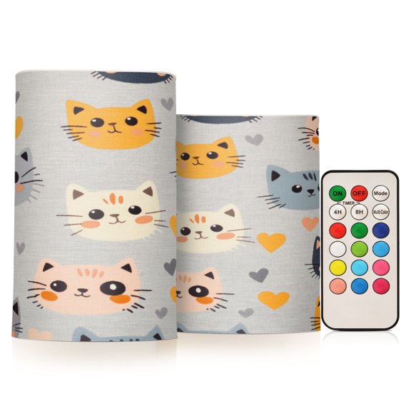 Yayeee Flameless Candles with Remote Flickering Battery Operated Multi Color Changing, Cute Cartoon Cat