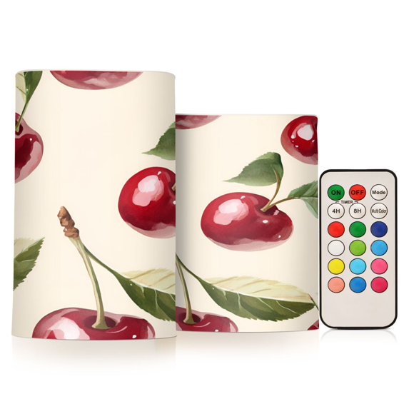 Yayeee Flameless Candles with Remote Flickering Battery Operated Multi Color Changing, Cute Cherry