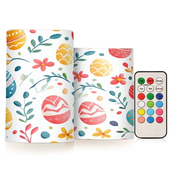 Yayeee Flameless Candles with Remote Flickering Battery Operated Multi Color Changing, Pink Checkered Pattern