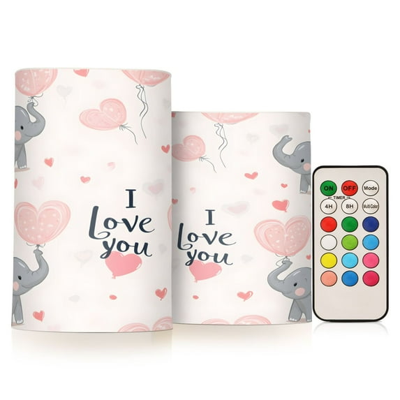 Yayeee Flameless Candles with Remote Flickering Battery Operated Multi Color Changing, Cute Elephant
