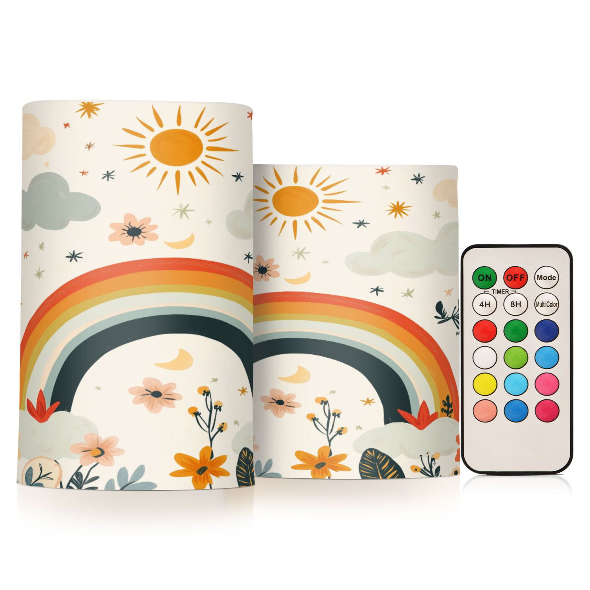 Yayeee Flameless Candles with Remote Flickering Battery Operated Multi Color Changing, Cute Rainbow