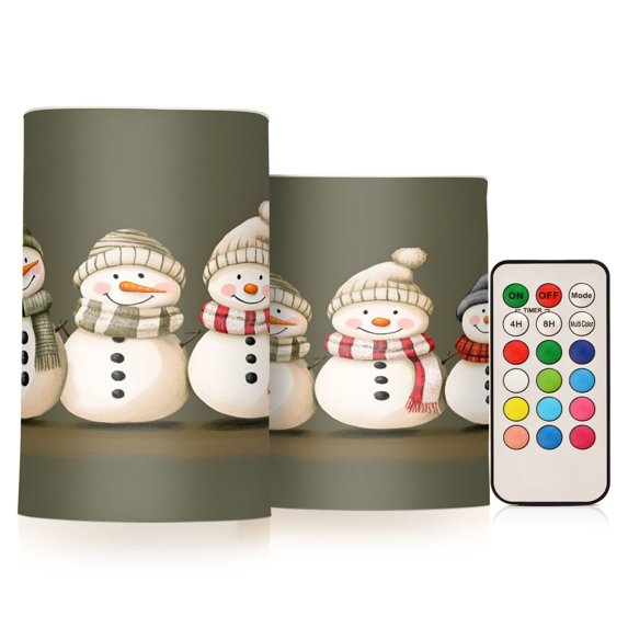 Yayeee Flameless Candles with Remote Flickering Battery Operated Multi Color Changing, Cute Snowmen