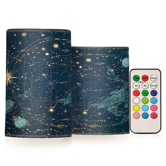 Yayeee Flameless Candles with Remote Flickering Battery Operated Multi Color Changing, Dark Star Map