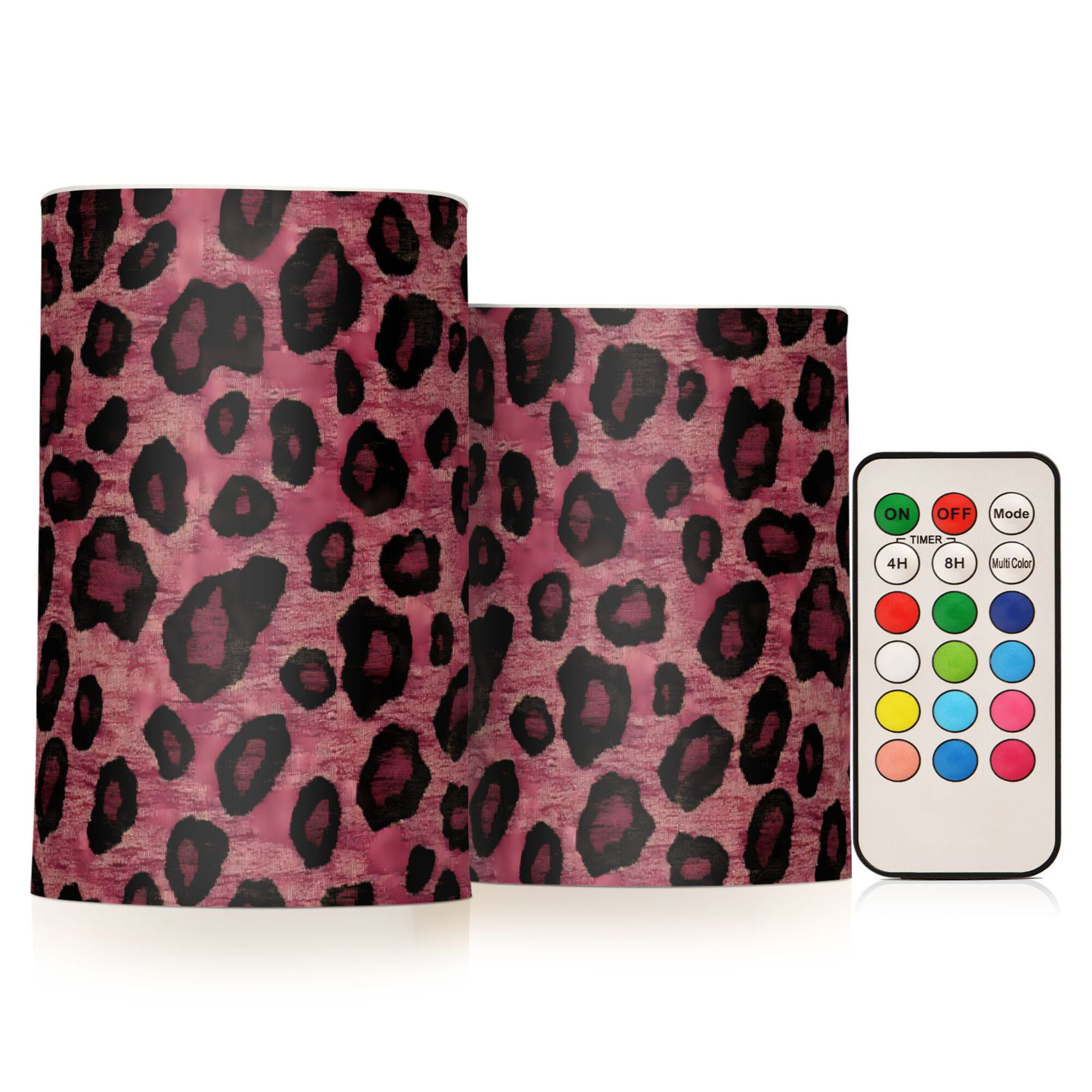 Yayeee Flameless Candles with Remote Flickering Battery Operated Multi Color Changing, Deep Red Leopard Pattern