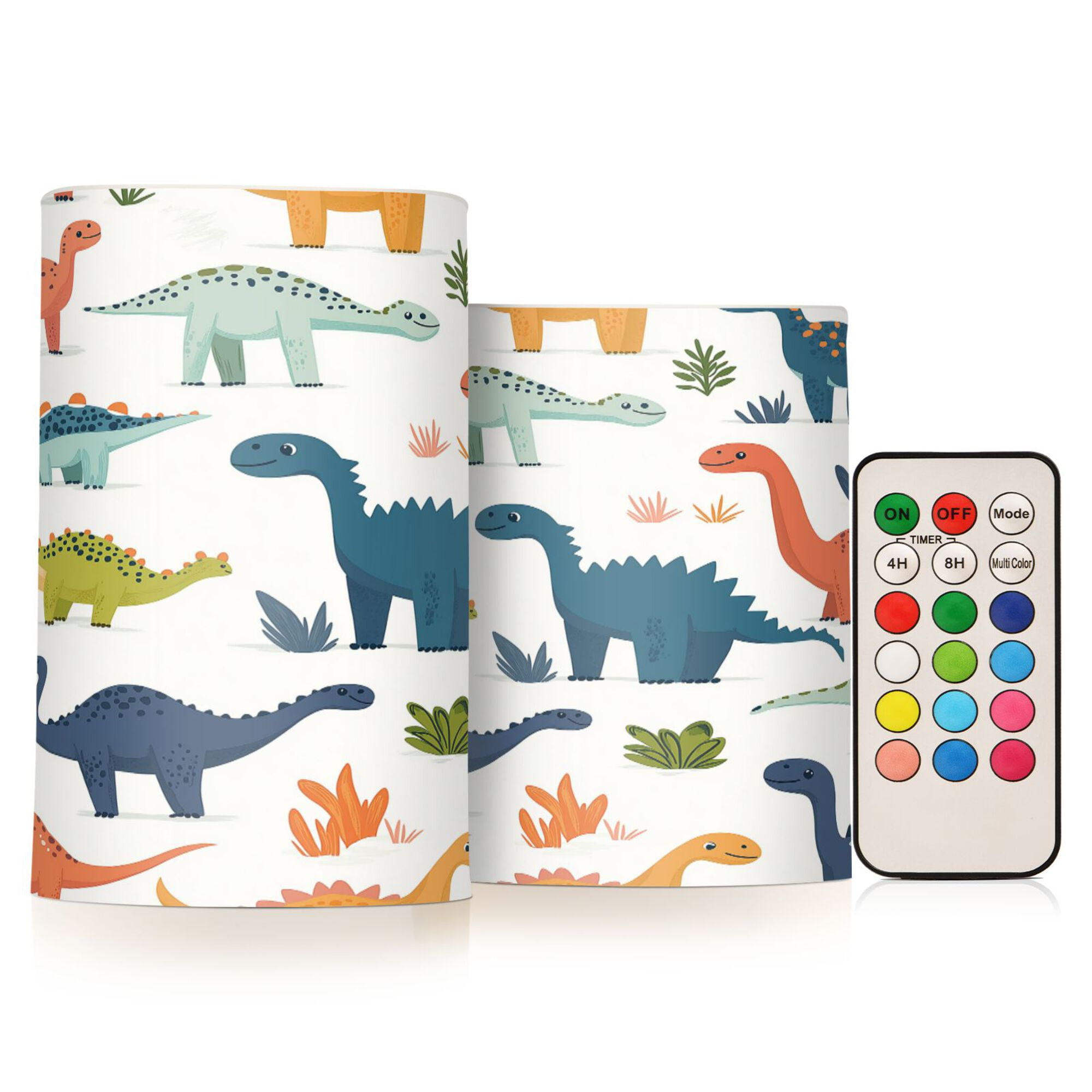 Yayeee Flameless Candles with Remote Flickering Battery Operated Multi Color Changing, Dinosaur Pattern