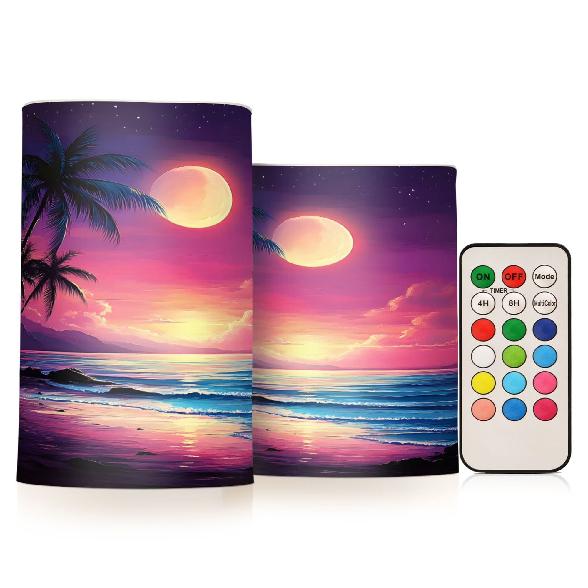 Yayeee Flameless Candles with Remote Flickering Battery Operated Multi Color Changing, Dreamy Palm Tree