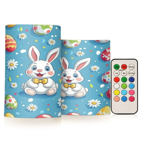 Yayeee Flameless Candles with Remote Flickering Battery Operated Multi Color Changing, Easter Bunny Pattern