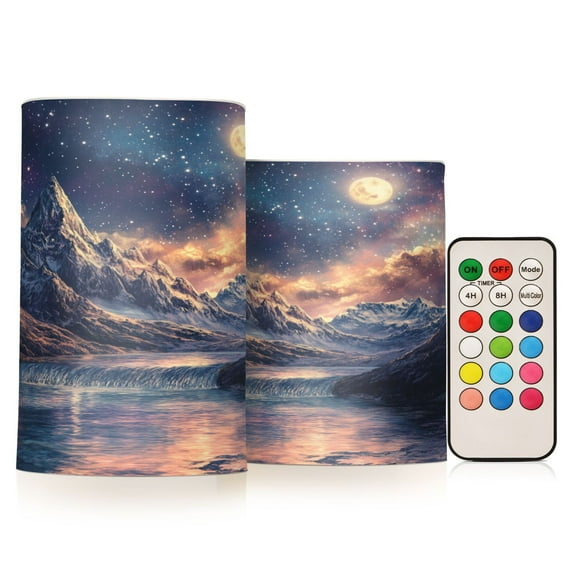 Yayeee Flameless Candles with Remote Flickering Battery Operated Multi Color Changing, Ethereal Mountain
