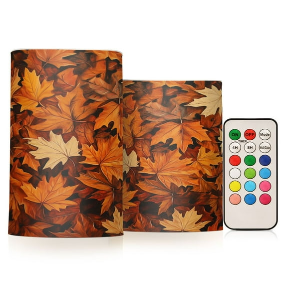 Yayeee Flameless Candles with Remote Flickering Battery Operated Multi Color Changing, Fall Pattern