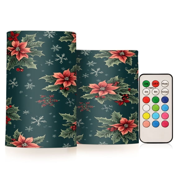 Yayeee Flameless Candles with Remote Flickering Battery Operated Multi Color Changing, Floral Christmas