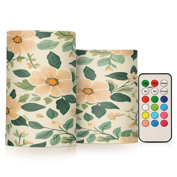 Yayeee Flameless Candles with Remote Flickering Battery Operated Multi Color Changing, Floral Design