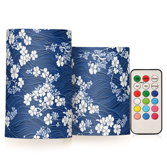 Yayeee Flameless Candles with Remote Flickering Battery Operated Multi Color Changing, Floral Ocean Waves