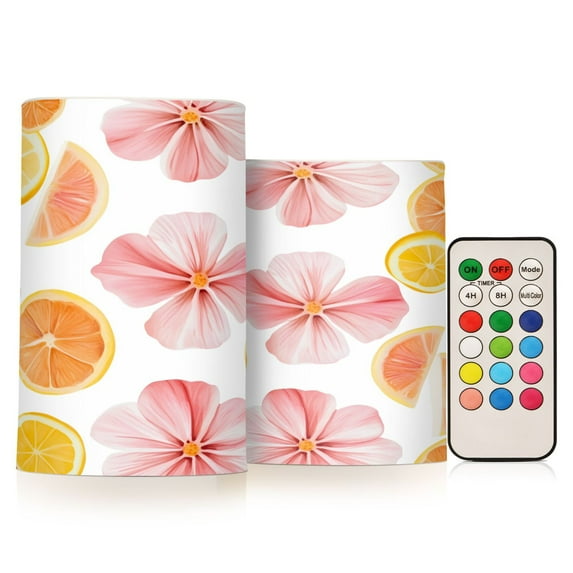 Yayeee Flameless Candles with Remote Flickering Battery Operated Multi Color Changing, Floral Orange