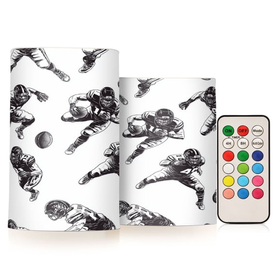 Yayeee Flameless Candles with Remote Flickering Battery Operated Multi Color Changing, Football Player Pattern