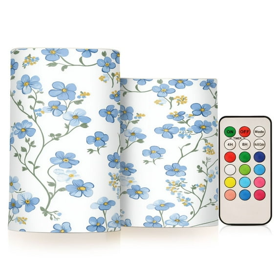Yayeee Flameless Candles with Remote Flickering Battery Operated Multi Color Changing, Forget Me Not