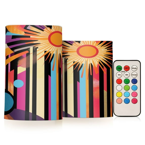 Yayeee Flameless Candles with Remote Flickering Battery Operated Multi Color Changing, Futuristic Sun