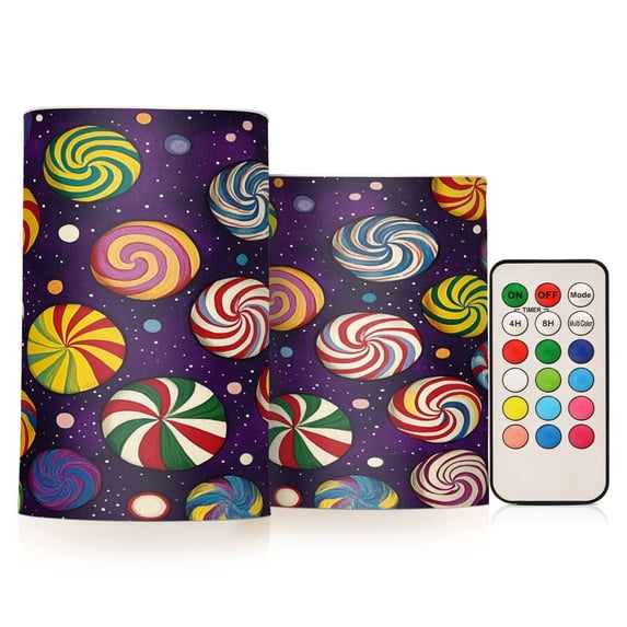 Yayeee Flameless Candles with Remote Flickering Battery Operated Multi Color Changing, Galactic Candy