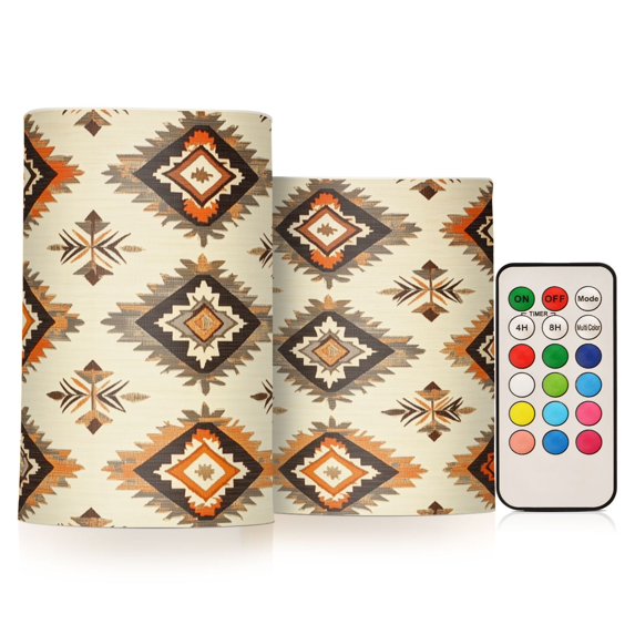 Yayeee Flameless Candles with Remote Flickering Battery Operated Multi Color Changing, Geometric Designs