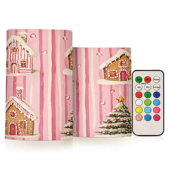 Yayeee Flameless Candles with Remote Flickering Battery Operated Multi Color Changing, Gingerbread Houses