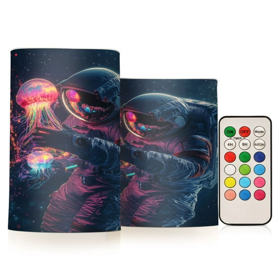 Yayeee Flameless Candles with Remote Flickering Battery Operated Multi Color Changing, Glowing Jellyfish
