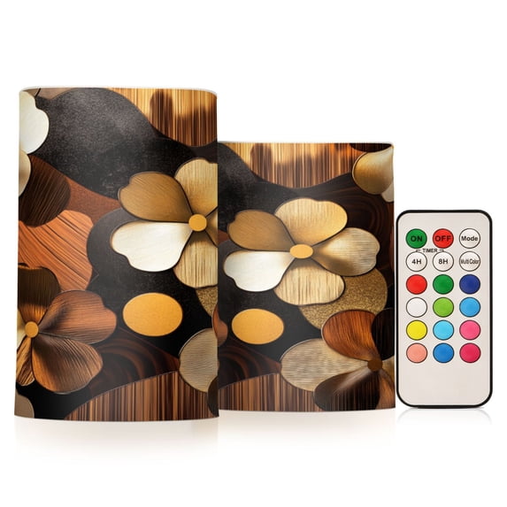 Yayeee Flameless Candles with Remote Flickering Battery Operated Multi Color Changing, Stripes Trees