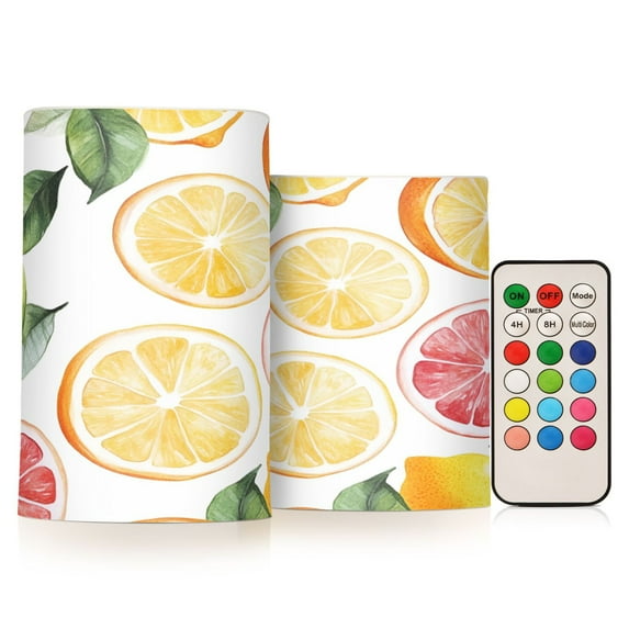 Yayeee Flameless Candles with Remote Flickering Battery Operated Multi Color Changing, Grapefruit Slices