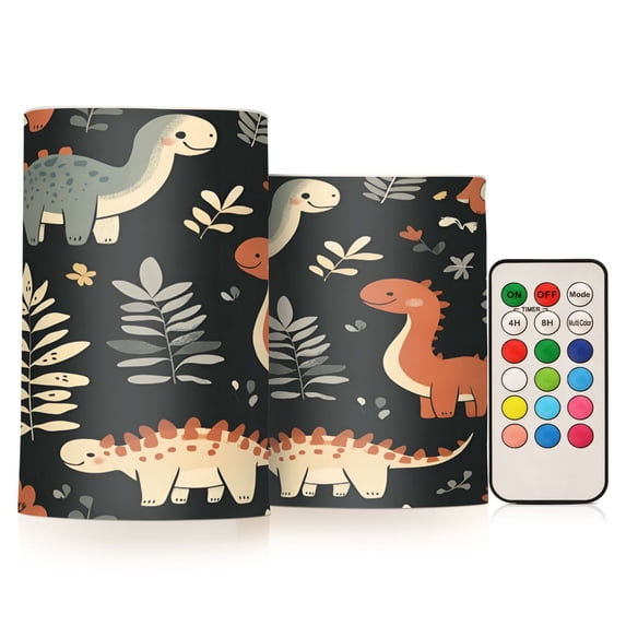 Yayeee Flameless Candles with Remote Flickering Battery Operated Multi Color Changing, Gray Dinosaur