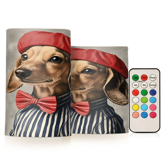 Yayeee Flameless Candles with Remote Flickering Battery Operated Multi Color Changing, Gray Dog Artist