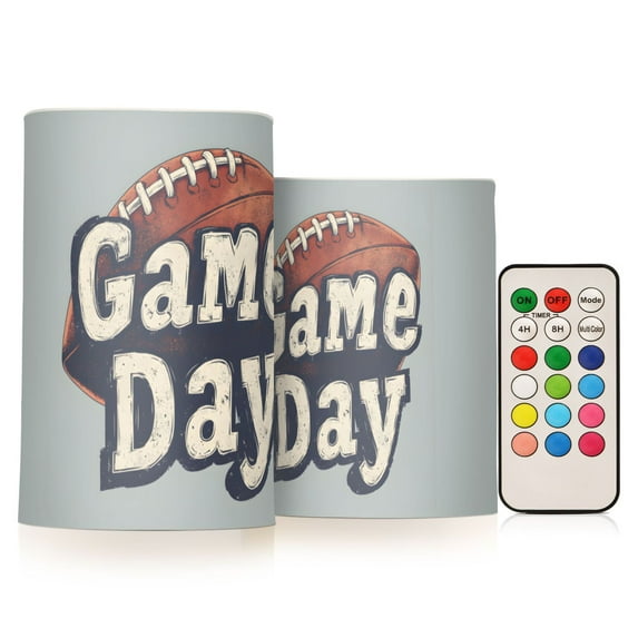 Yayeee Flameless Candles with Remote Flickering Battery Operated Multi Color Changing, Gray Game Day