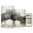 thumbnail image 1 of Yayeee Flameless Candles with Remote Flickering Battery Operated Multi Color Changing, Gray Hexagons, 1 of 7