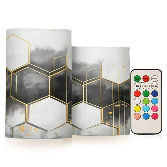 Yayeee Flameless Candles with Remote Flickering Battery Operated Multi Color Changing, Gray Hexagons