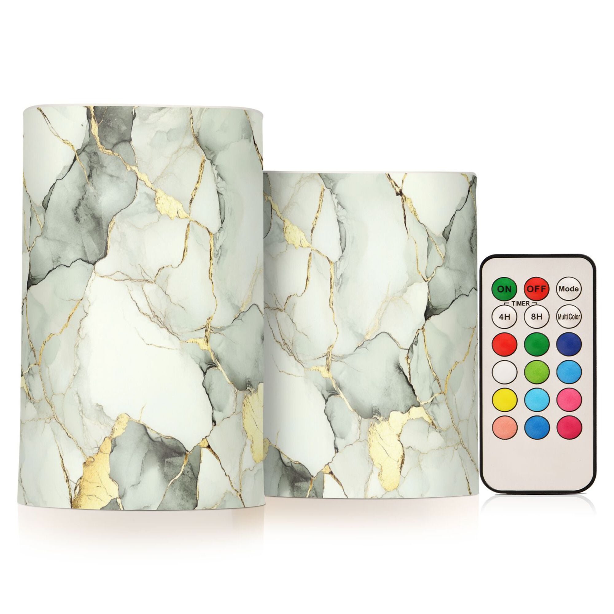 Yayeee Flameless Candles with Remote Flickering Battery Operated Multi Color Changing, Gray Marble Pattern
