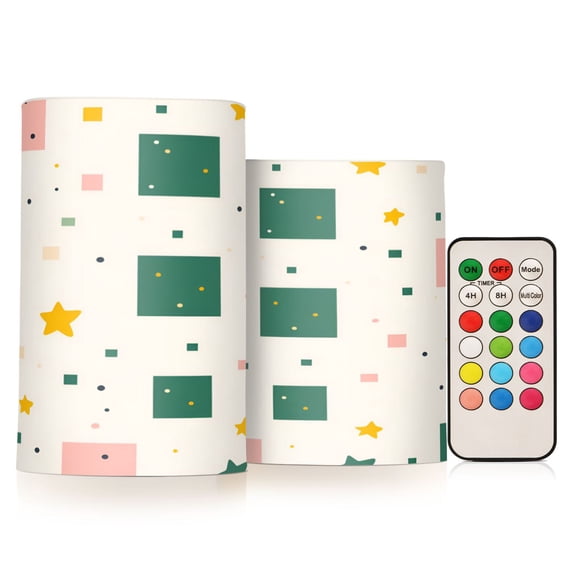 Yayeee Flameless Candles with Remote Flickering Battery Operated Multi Color Changing, Green Abstract Pattern