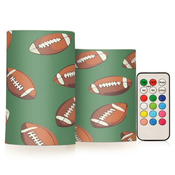 Yayeee Flameless Candles with Remote Flickering Battery Operated Multi Color Changing, Green American Footballs