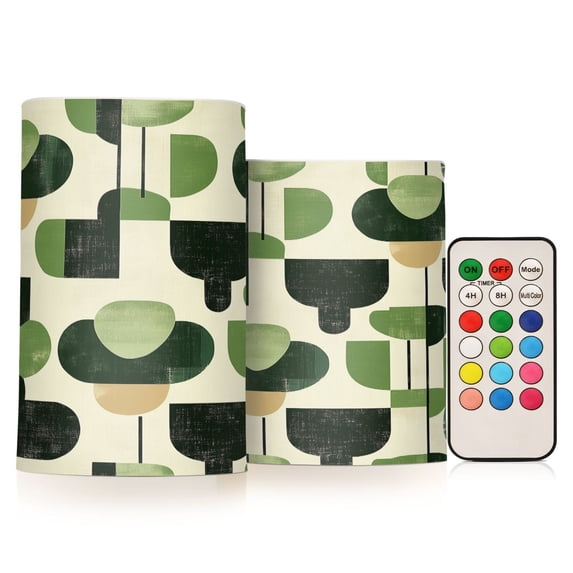 Yayeee Flameless Candles with Remote Flickering Battery Operated Multi Color Changing, Green Circle