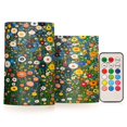 thumbnail image 1 of Yayeee Flameless Candles with Remote Flickering Battery Operated Multi Color Changing, Green Floral Garden, 1 of 7