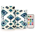 thumbnail image 1 of Yayeee Flameless Candles with Remote Flickering Battery Operated Multi Color Changing, Green Geometric Pattern, 1 of 7