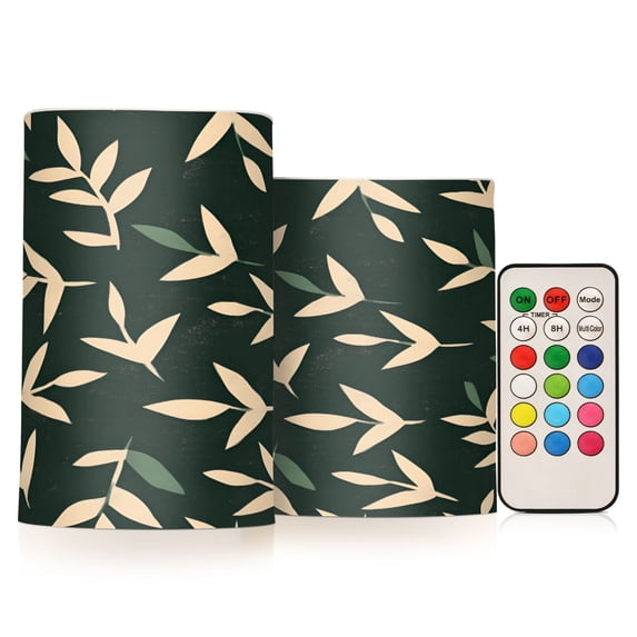 Yayeee Flameless Candles with Remote Flickering Battery Operated Multi Color Changing, Green Leaves