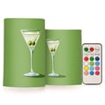 thumbnail image 1 of Yayeee Flameless Candles with Remote Flickering Battery Operated Multi Color Changing, Green Martini Glass, 1 of 7