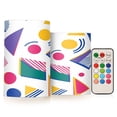 thumbnail image 1 of Yayeee Flameless Candles with Remote Flickering Battery Operated Multi Color Changing, Green Retro Shapes, 1 of 7
