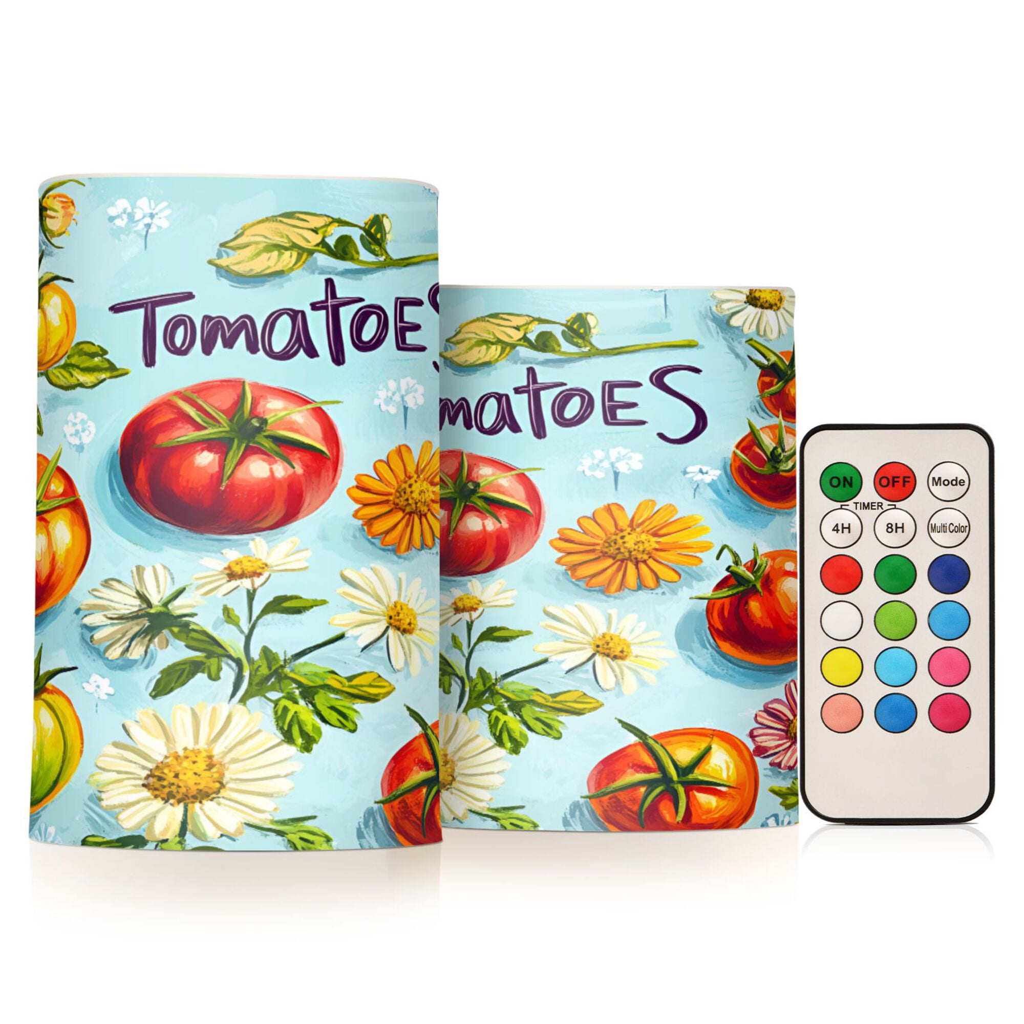 Yayeee Flameless Candles with Remote Flickering Battery Operated Multi Color Changing, Green Tomatoes